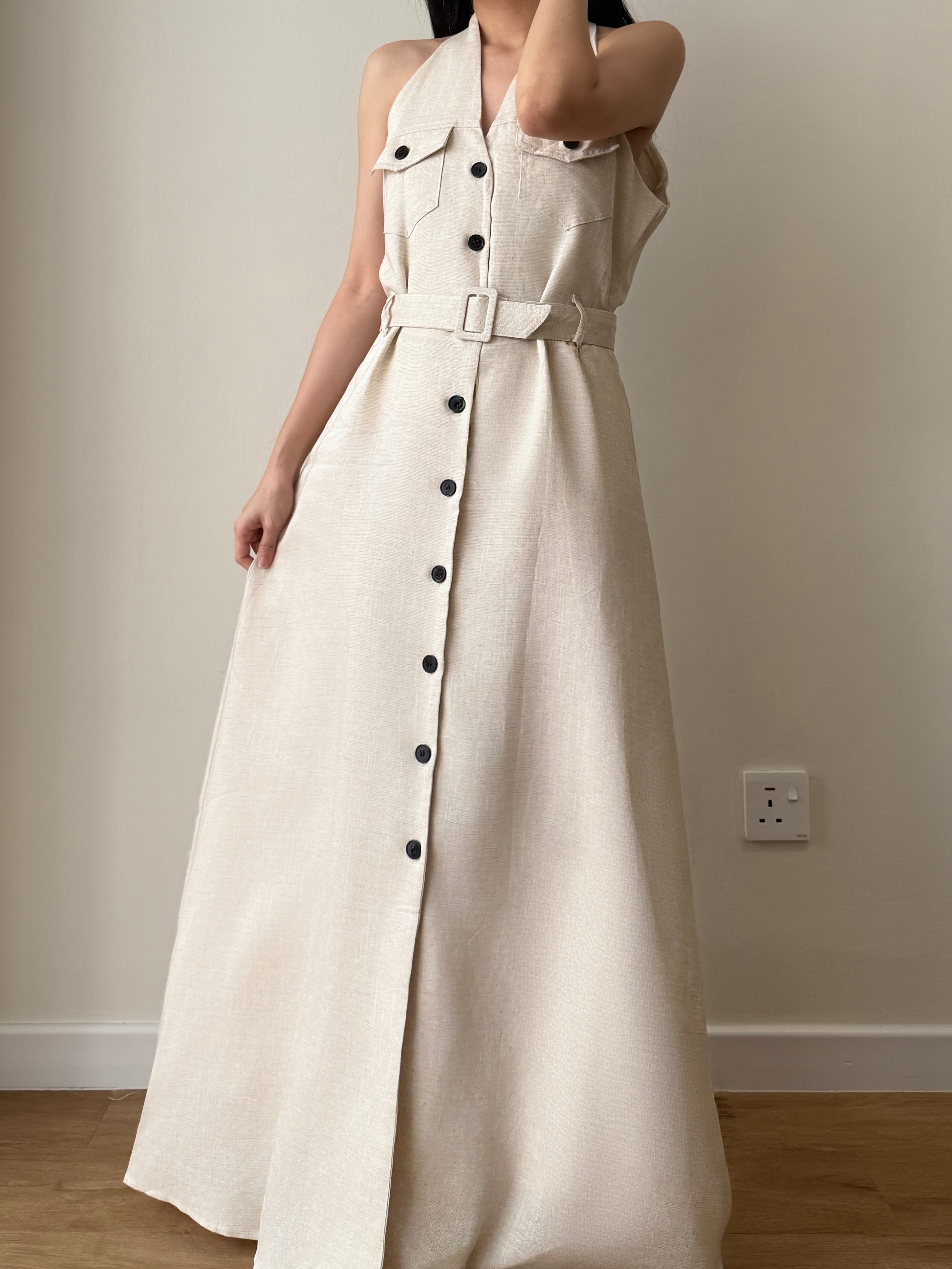 Yente V-Collar Button Down Dress