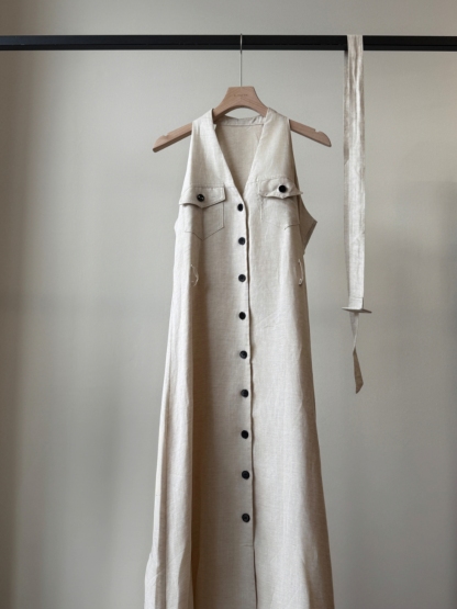 Yente V-Collar Button Down Dress