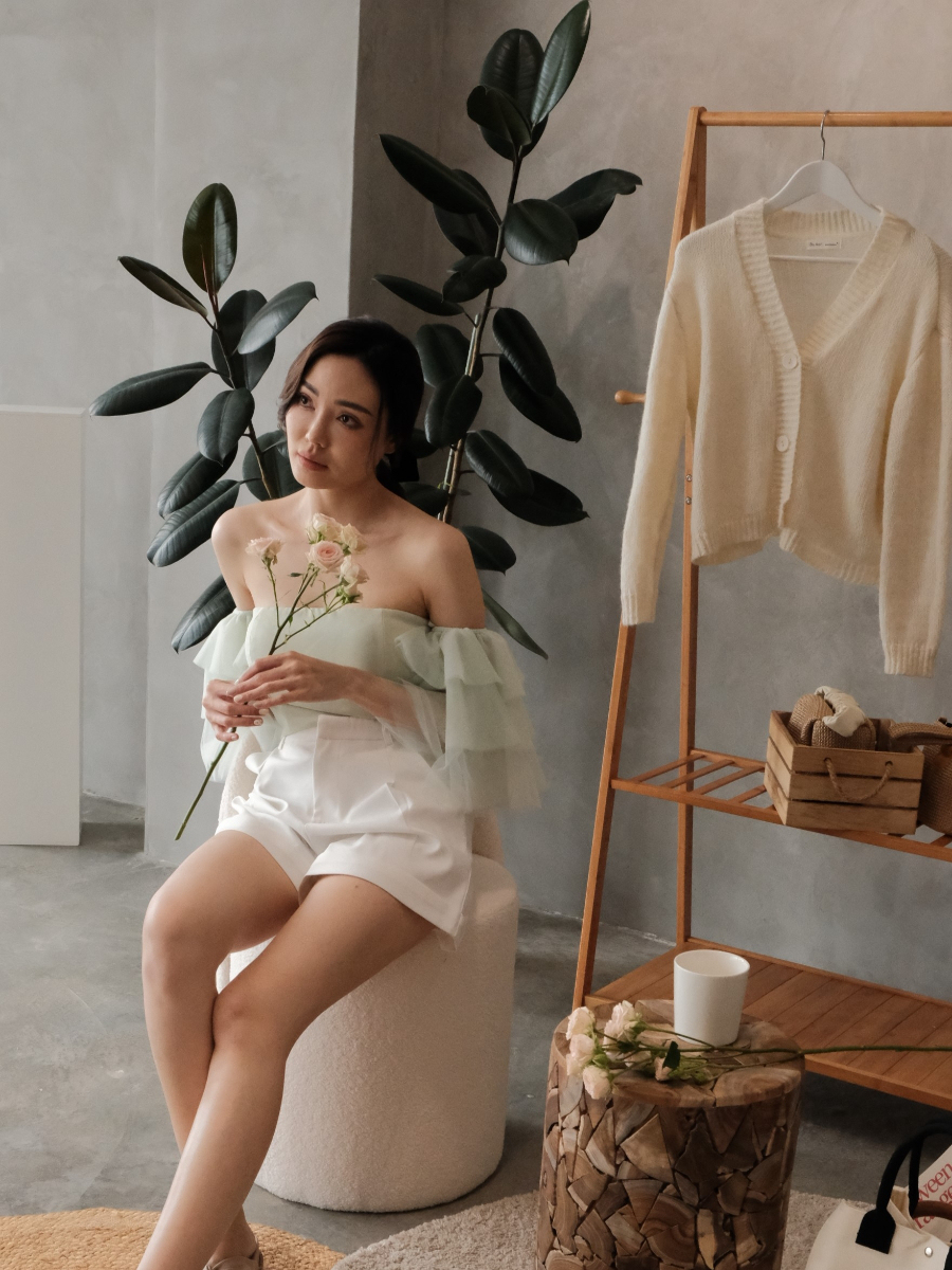 Tinsley Layered Mesh Sleeve Bustier Top-The Black Bow-