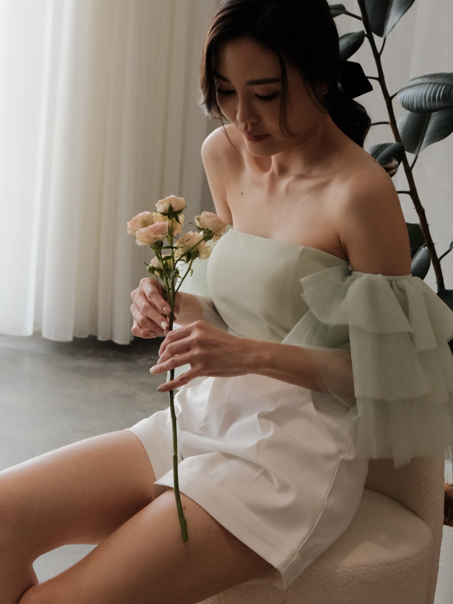 Tinsley Layered Mesh Sleeve Bustier Top-The Black Bow-