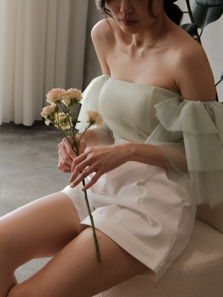 Tinsley Layered Mesh Sleeve Bustier Top-The Black Bow-