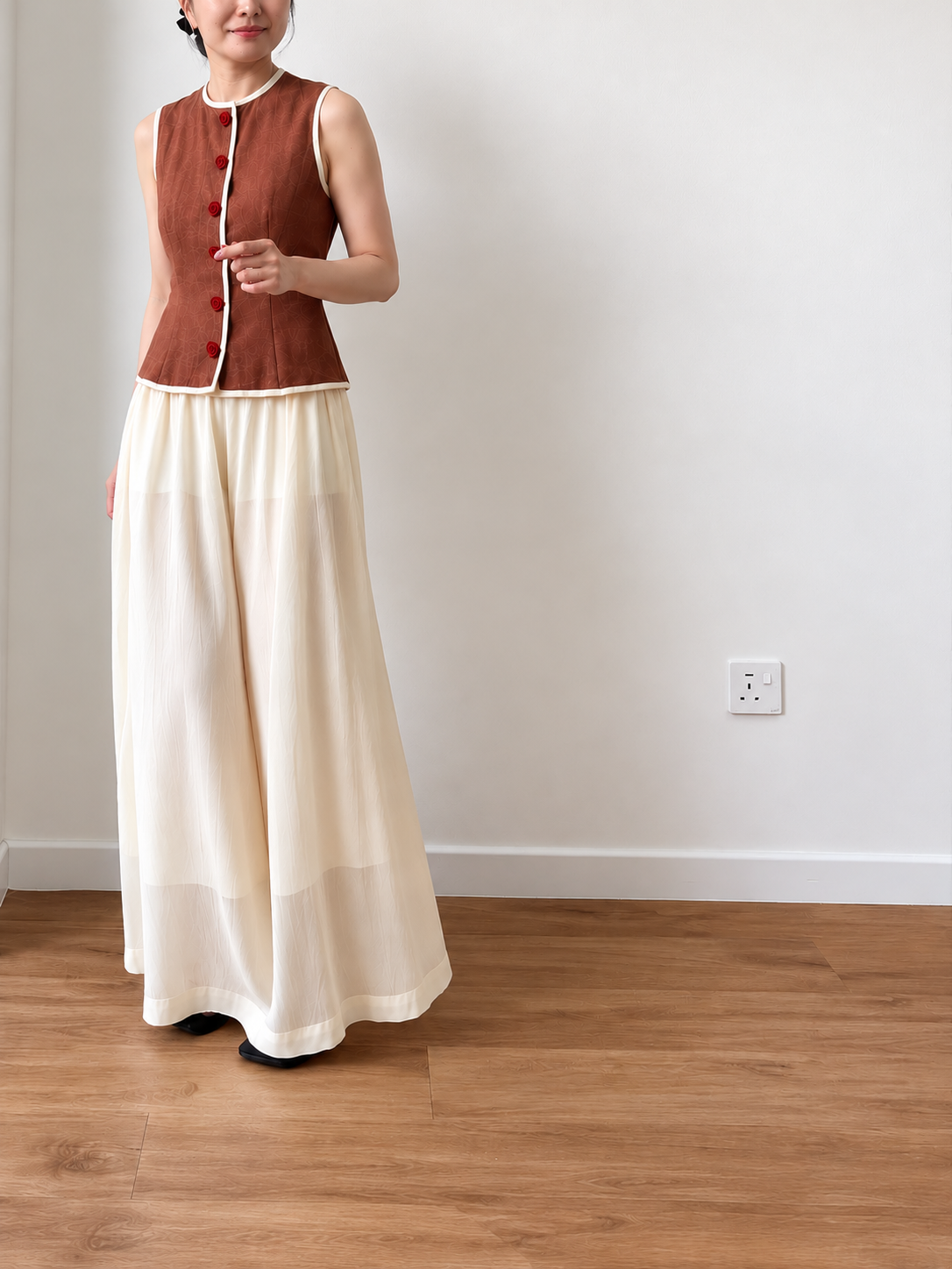 Yan Jie Pearlescent Flowy Wide Leg Pants