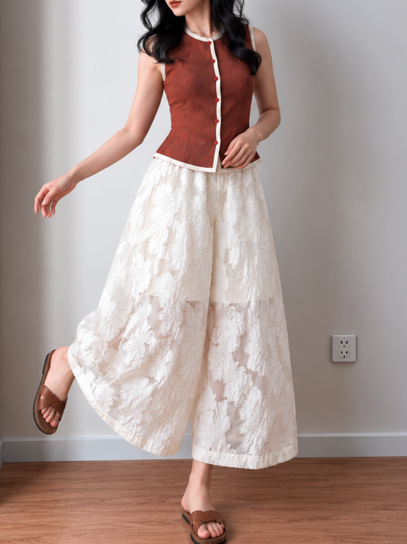 Jian Han Floral-Jacquard Balloon Pants