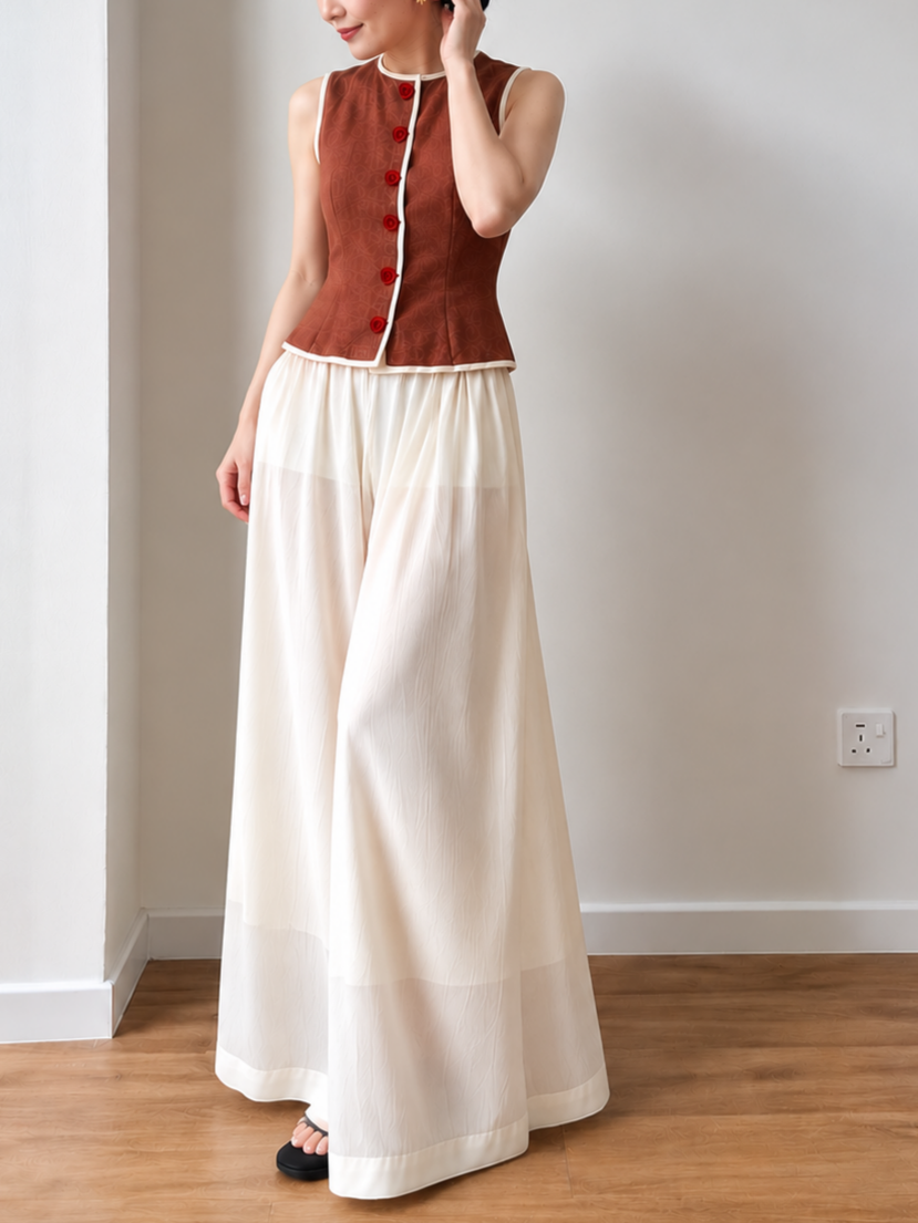 Yan Jie Pearlescent Flowy Wide Leg Pants