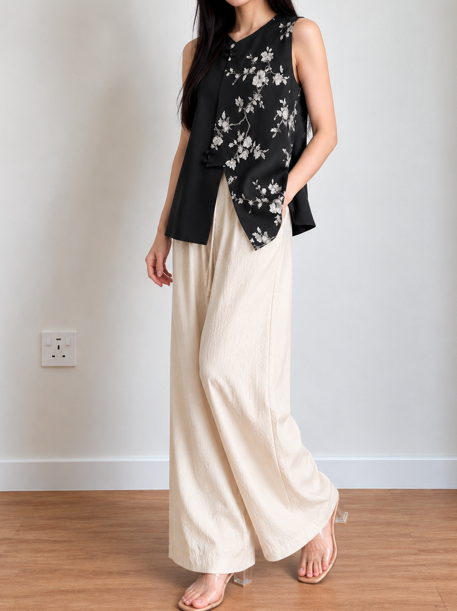 Jian Gu Textured Acetate Straight-Leg Pants