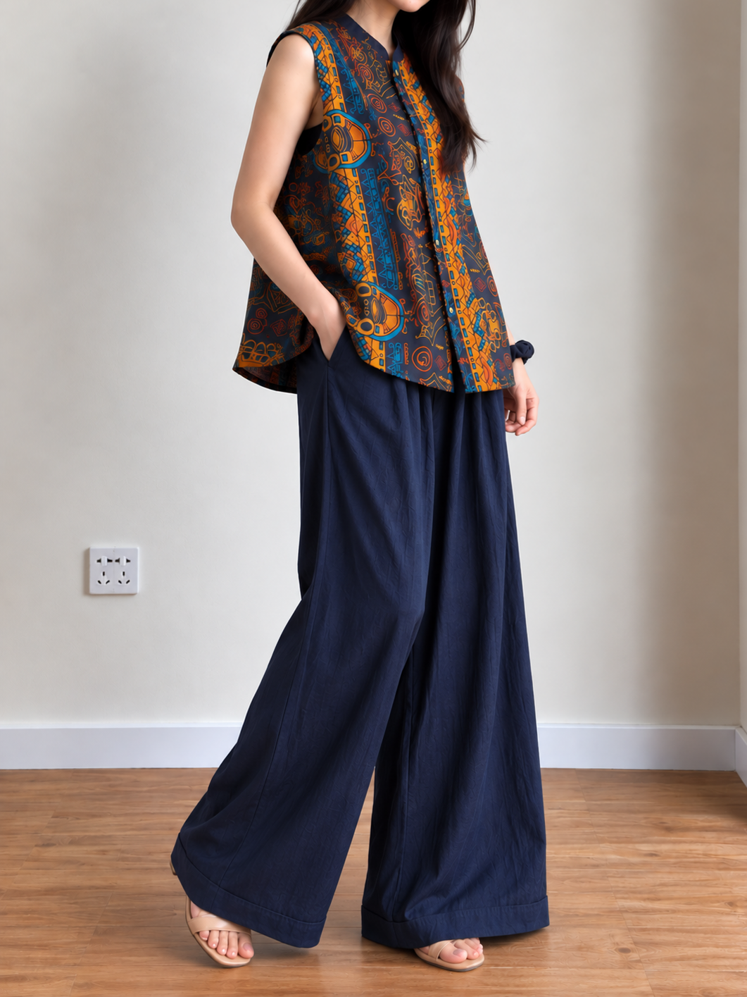 Yan Ge Relaxed Elastic-Waist Denim Pants