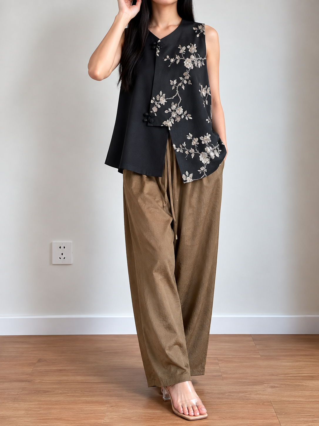 Jian Gu Textured Acetate Straight-Leg Pants