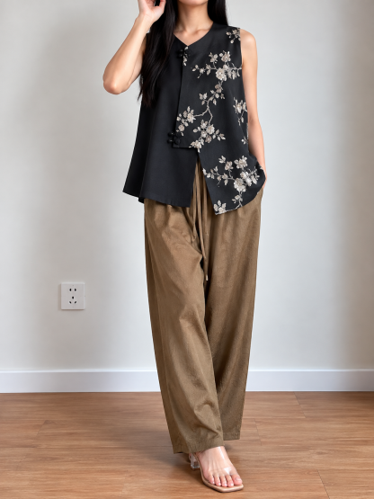 Jian Gu Textured Acetate Straight-Leg Pants