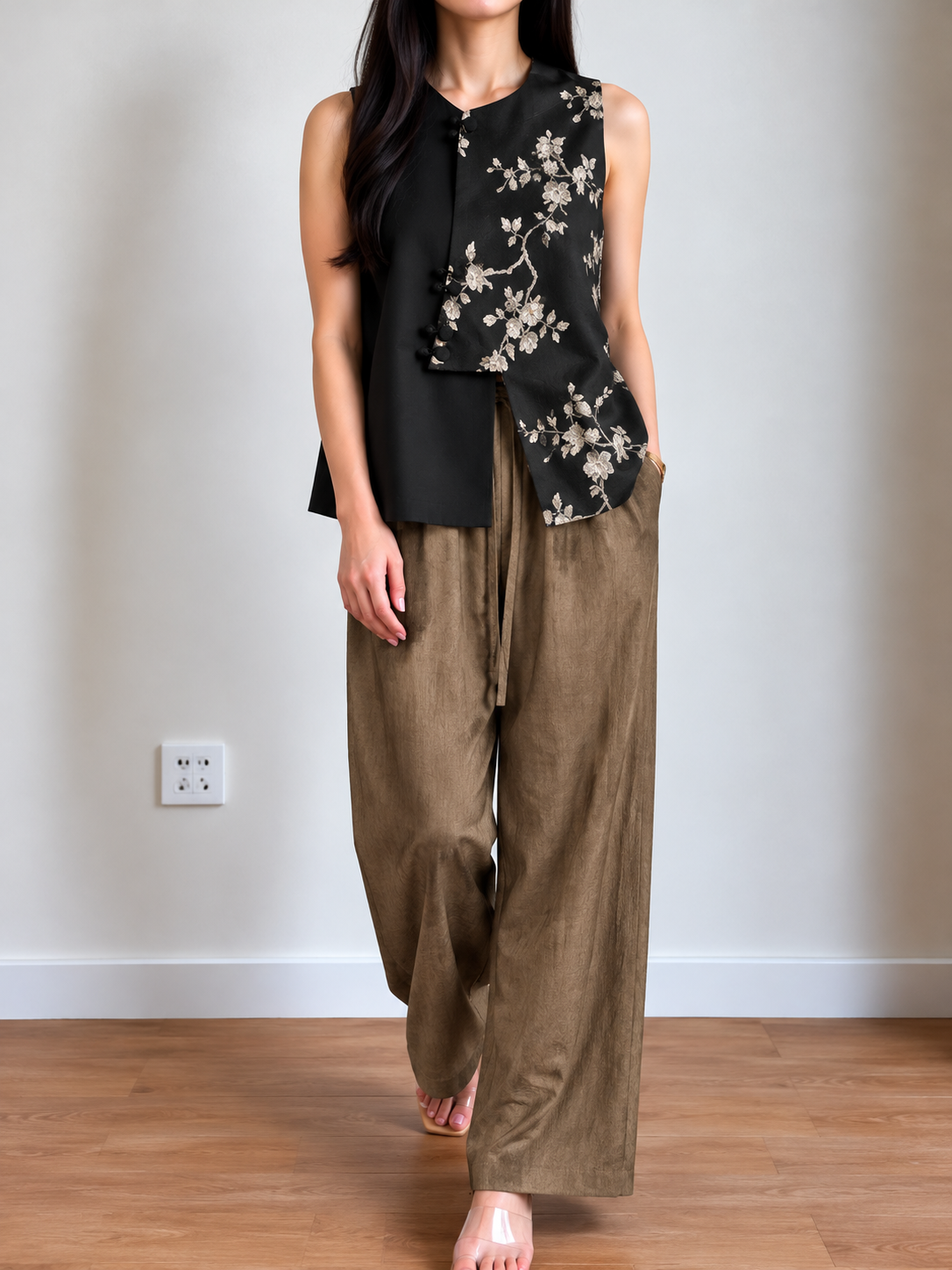 Jian Gu Textured Acetate Straight-Leg Pants