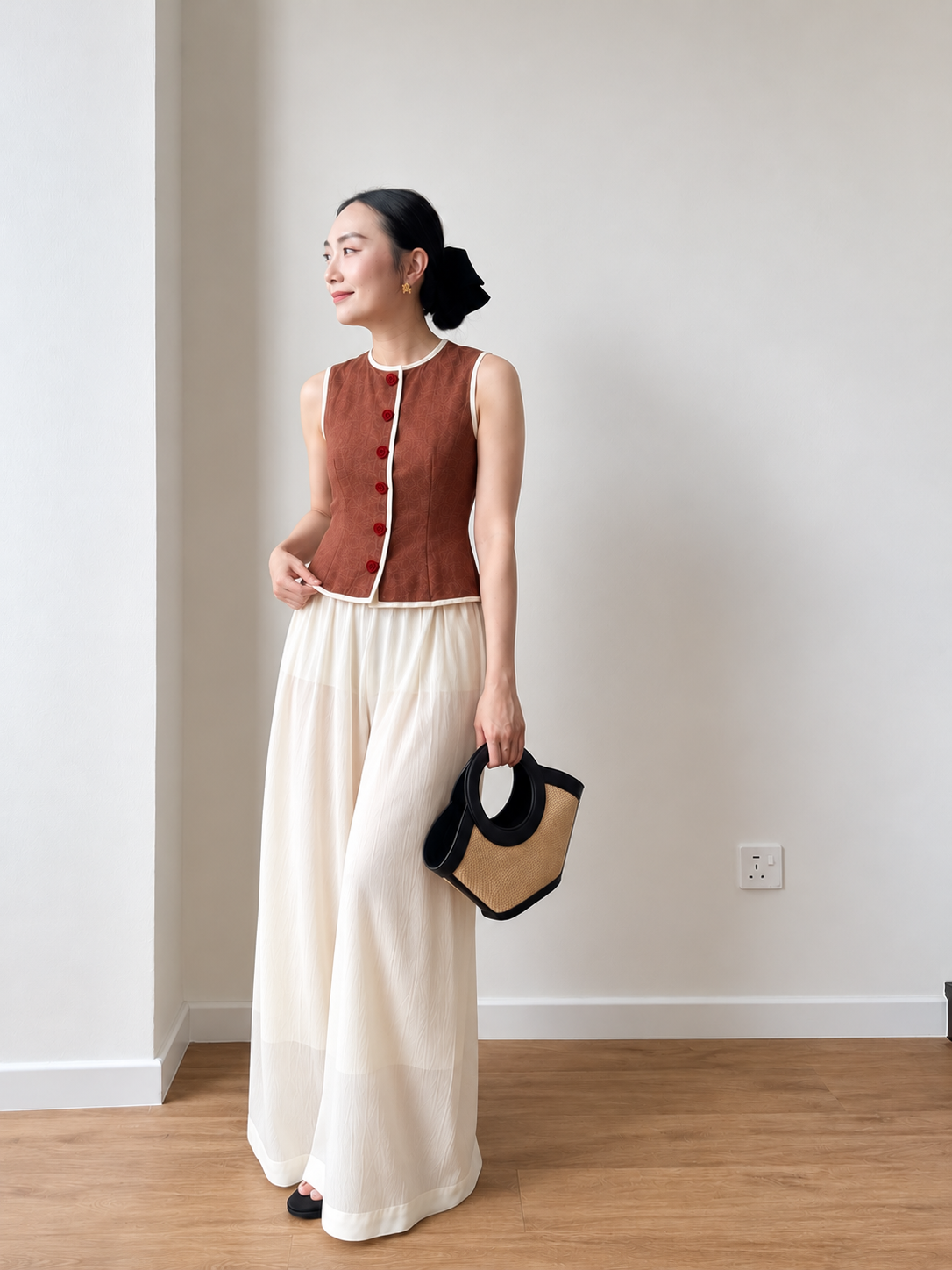 Yan Jie Pearlescent Flowy Wide Leg Pants
