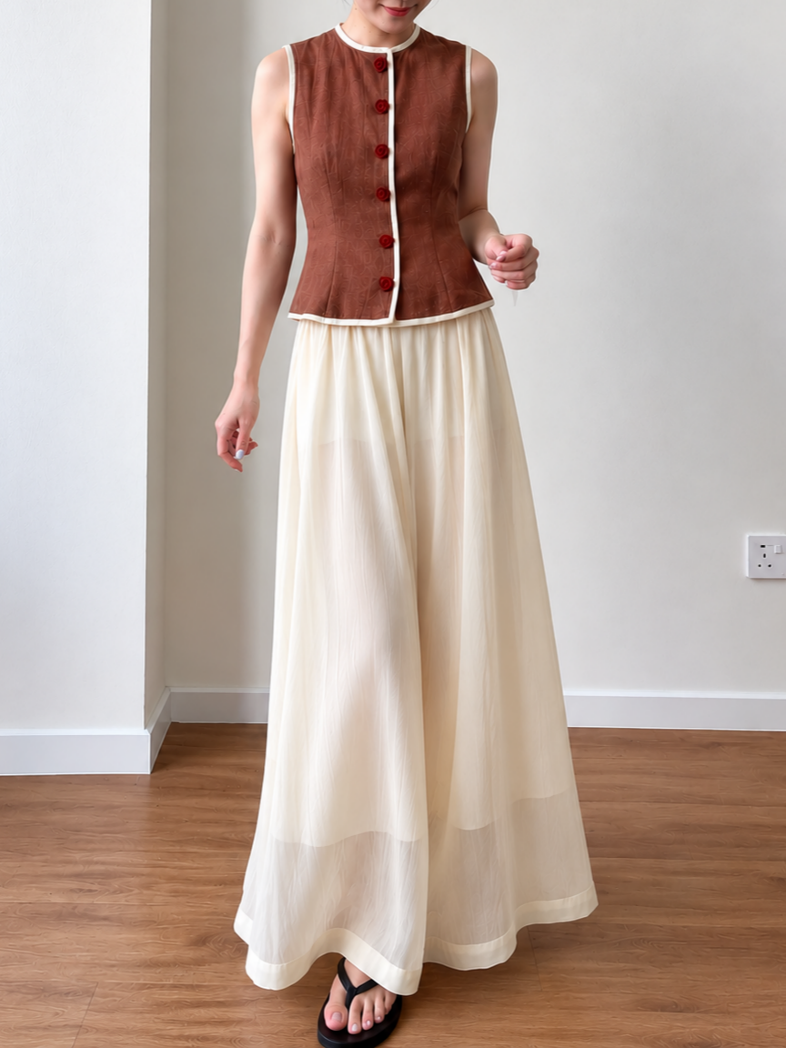 Yan Jie Pearlescent Flowy Wide Leg Pants