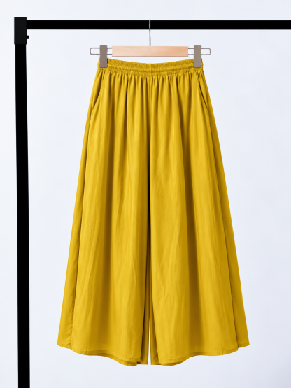 Yan Hang Sofr-Draped Wide Leg Pants