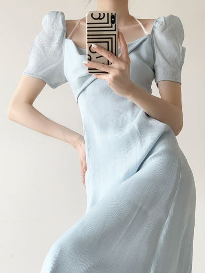 Bryony Front Twist A-Line Dress (Rejected-S size)-The Black Bow-