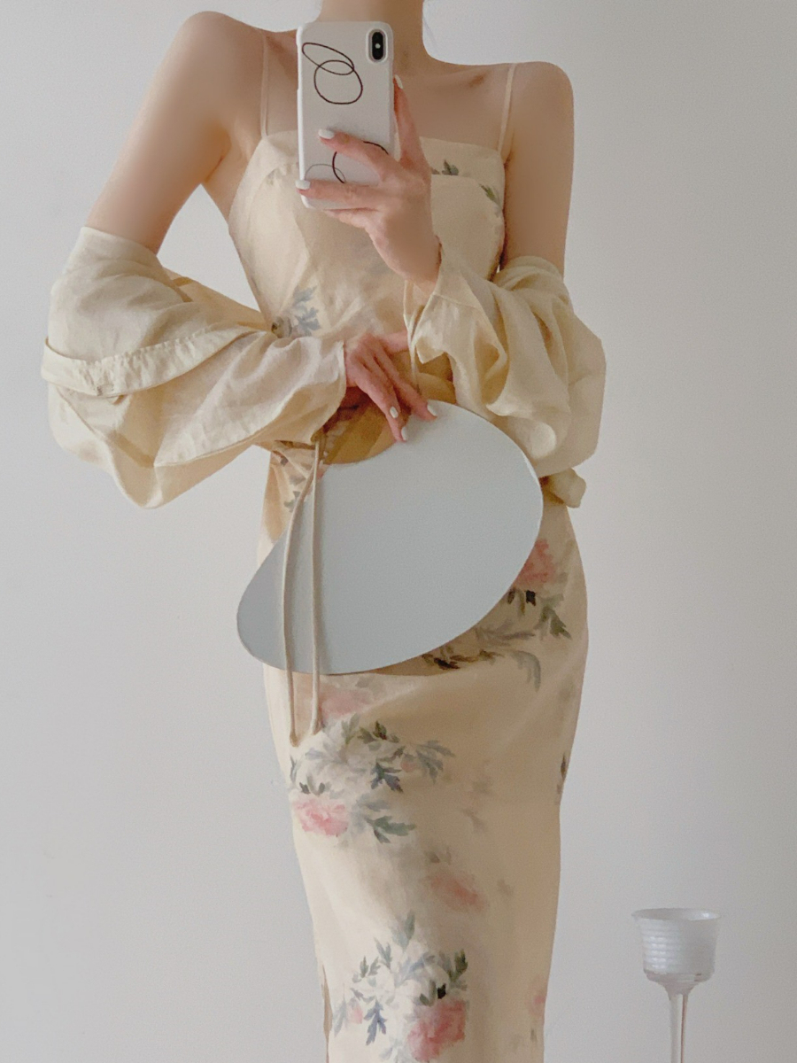 Lan Ruo Floral Print Oriental Cami Dress-The Black Bow-