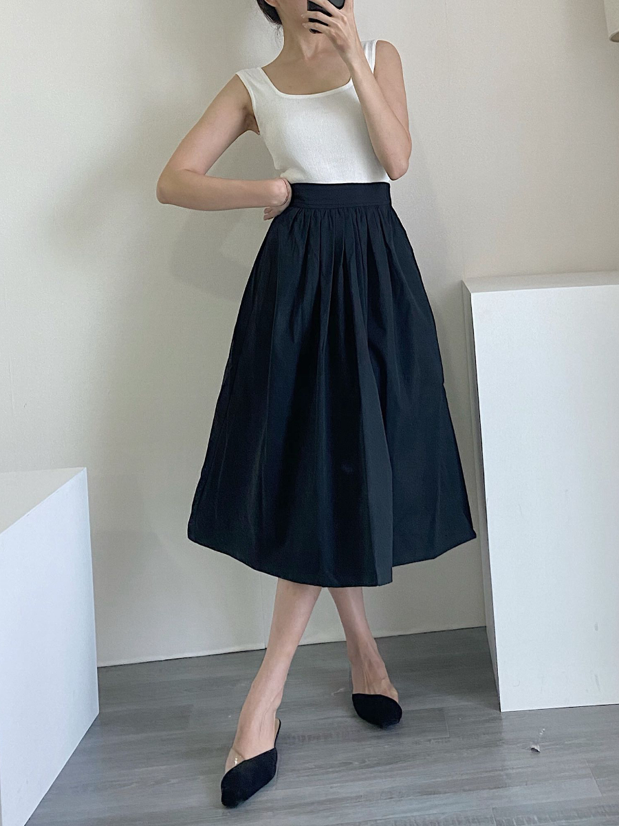 Farren High Waisted A-Line Skirt-The Black Bow-