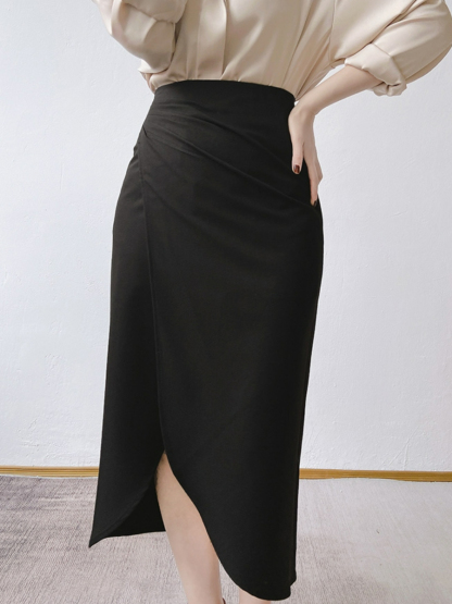Simone Ruched Tulip Skirt-The Black Bow-