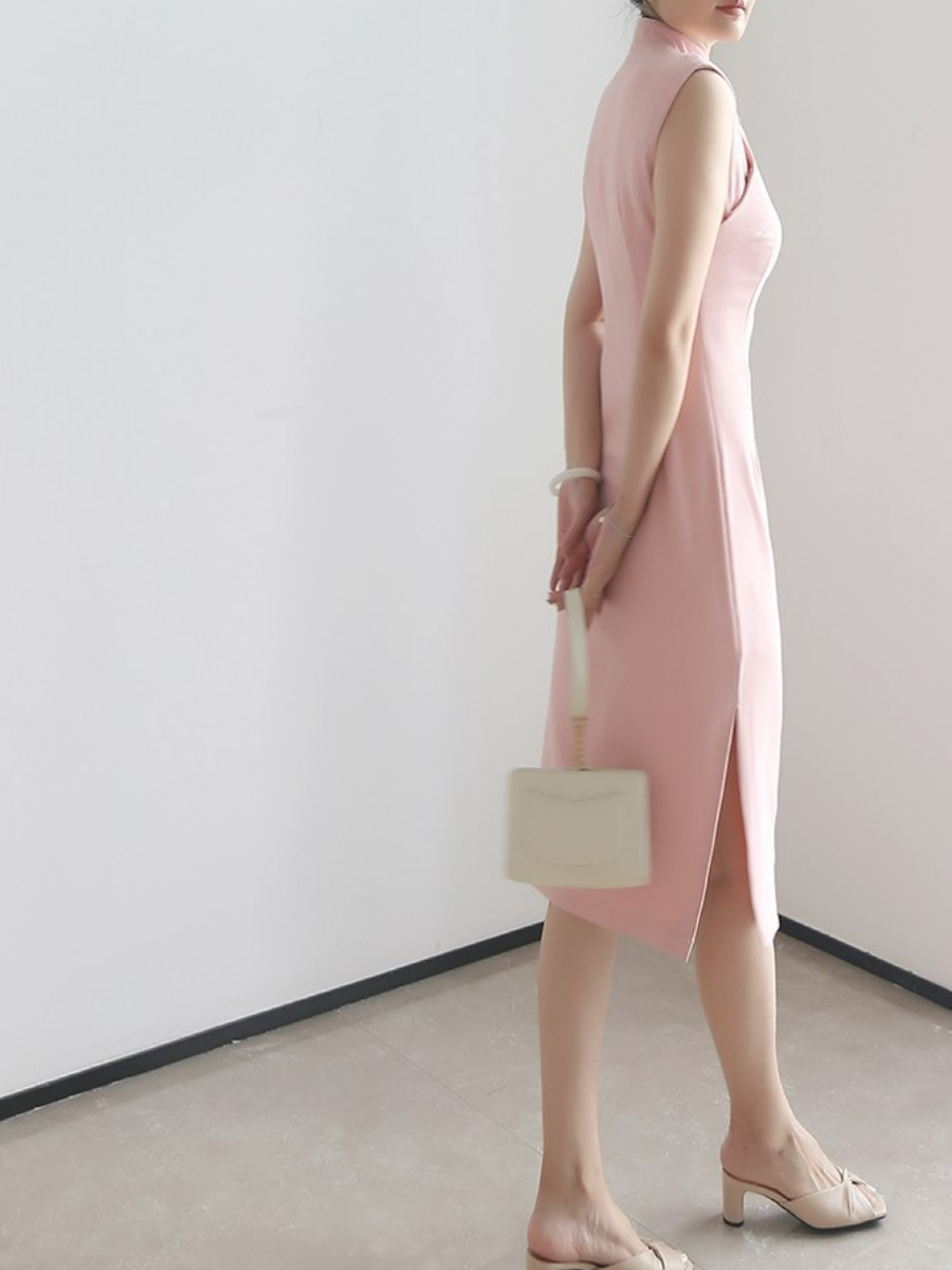 Jin Lei Jacquard Sleeveless Mandarin Collar Cheongsam-The Black Bow-