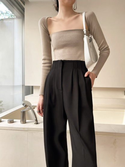 Isla Square Neck Knit Top-The Black Bow-