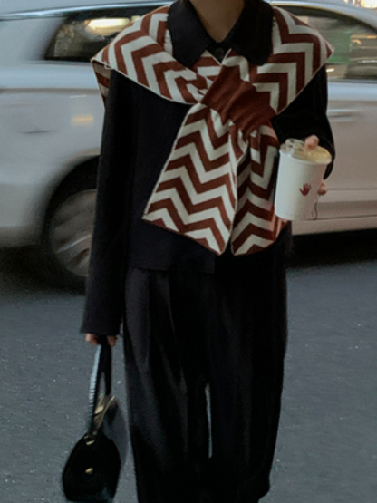 Wendy Zigzag Pattern Knit Shawl-The Black Bow-