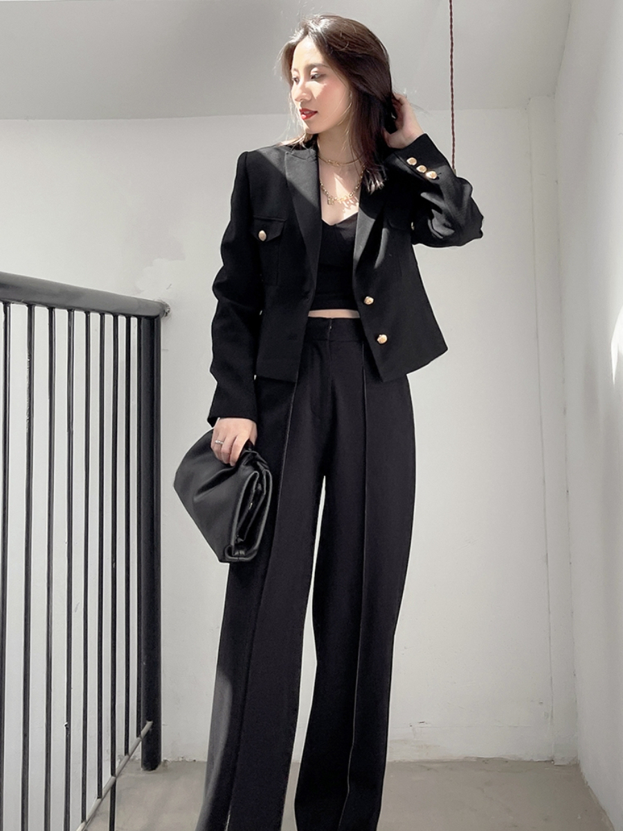 Kingsley Gold Button Jacket Style Blazer-The Black Bow-