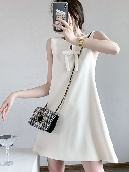 Nadaly Ribbon Sleeveless Babydoll Dress-The Black Bow-