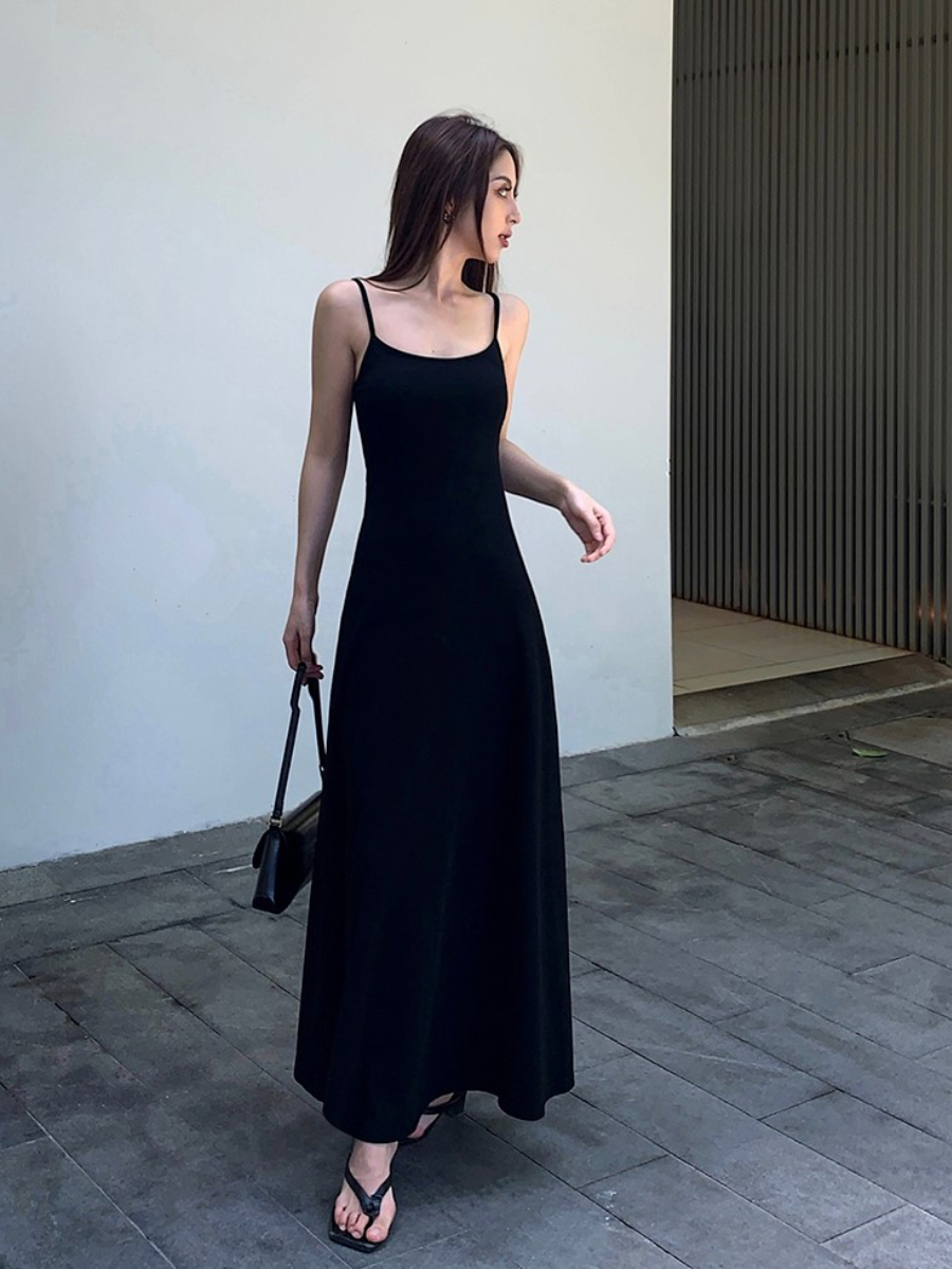 Unelly Cami Maxi Knit Dress (Padded & Non-padded)-The Black Bow-