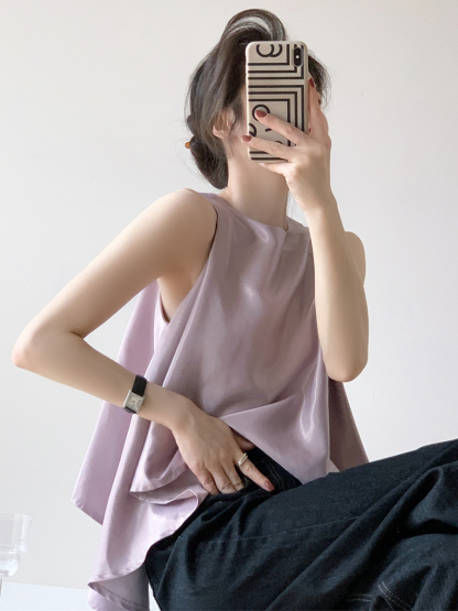 Shivonne Ruffle Side Sleeveless Top-The Black Bow-