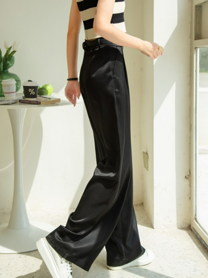 Lennie Silky Straight Cut Pants-The Black Bow-