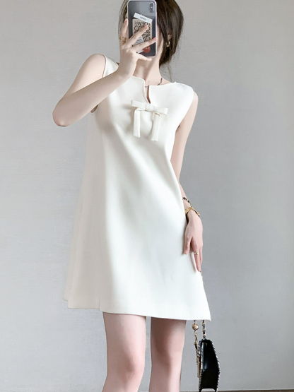 Nadaly Ribbon Sleeveless Babydoll Dress-The Black Bow-