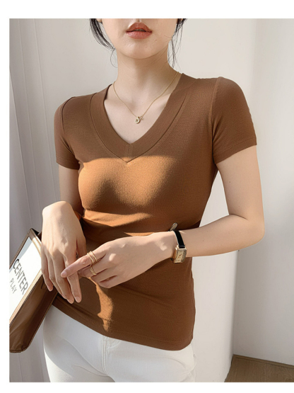 April V-Neck Casual Tee-The Black Bow-