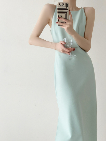 Xantho Bateau Neck Side Slit Dress-The Black Bow-
