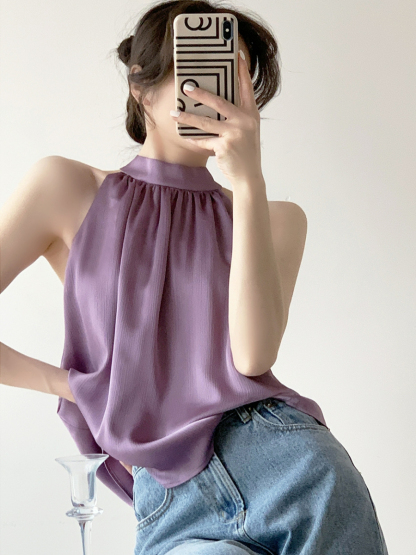 Jaleesa Minimalist Halter Neck Top-The Black Bow-