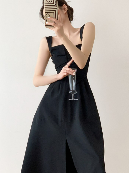 Nyla Queen Anne Neckline Midi Dress-The Black Bow-