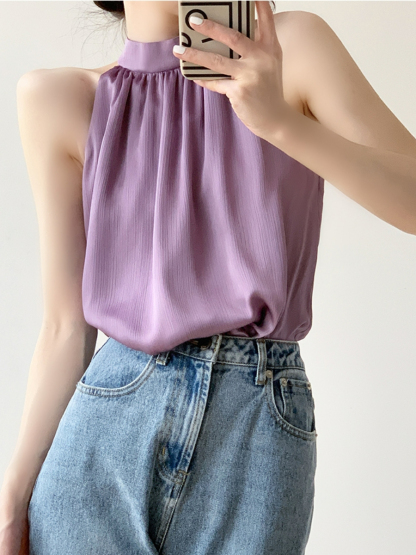 Jaleesa Minimalist Halter Neck Top-The Black Bow-