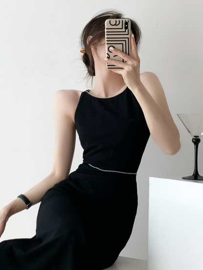 Xantho Bateau Neck Side Slit Dress-The Black Bow-