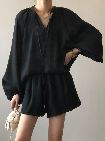 Tyna Casual Top & Shorts Set-The Black Bow-