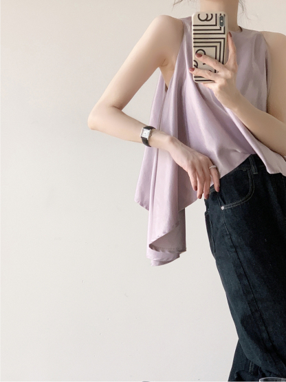 Shivonne Ruffle Side Sleeveless Top-The Black Bow-