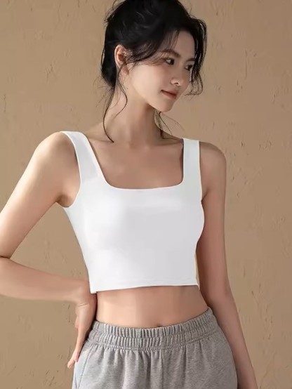 Dane Square Neck Padded Crop Top-The Black Bow-