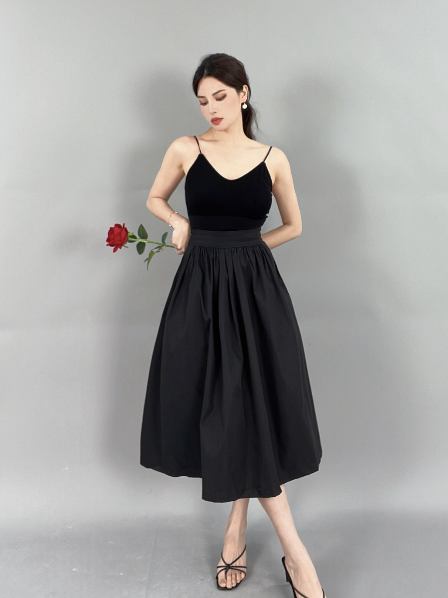 Farren High Waisted A-Line Skirt-The Black Bow-