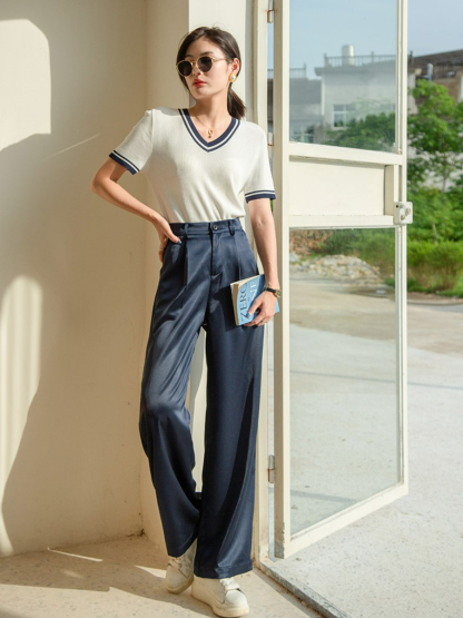 Lennie Silky Straight Cut Pants-The Black Bow-