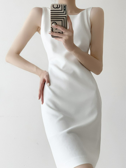Morag Little Square Neck Pencil Dress-The Black Bow-