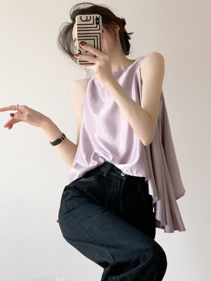 Shivonne Ruffle Side Sleeveless Top-The Black Bow-