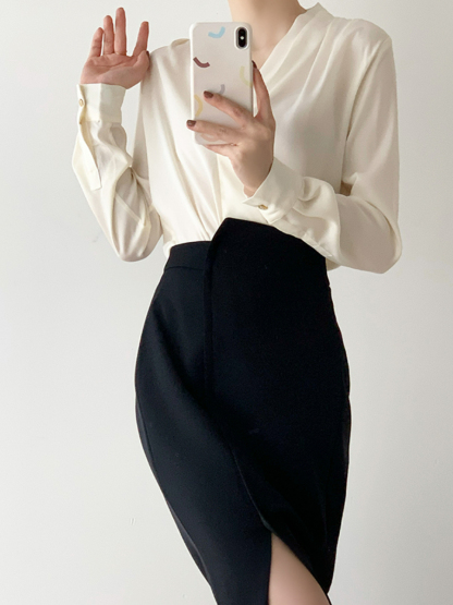 Avalynn Asymmetrical Tulip Skirt-The Black Bow-