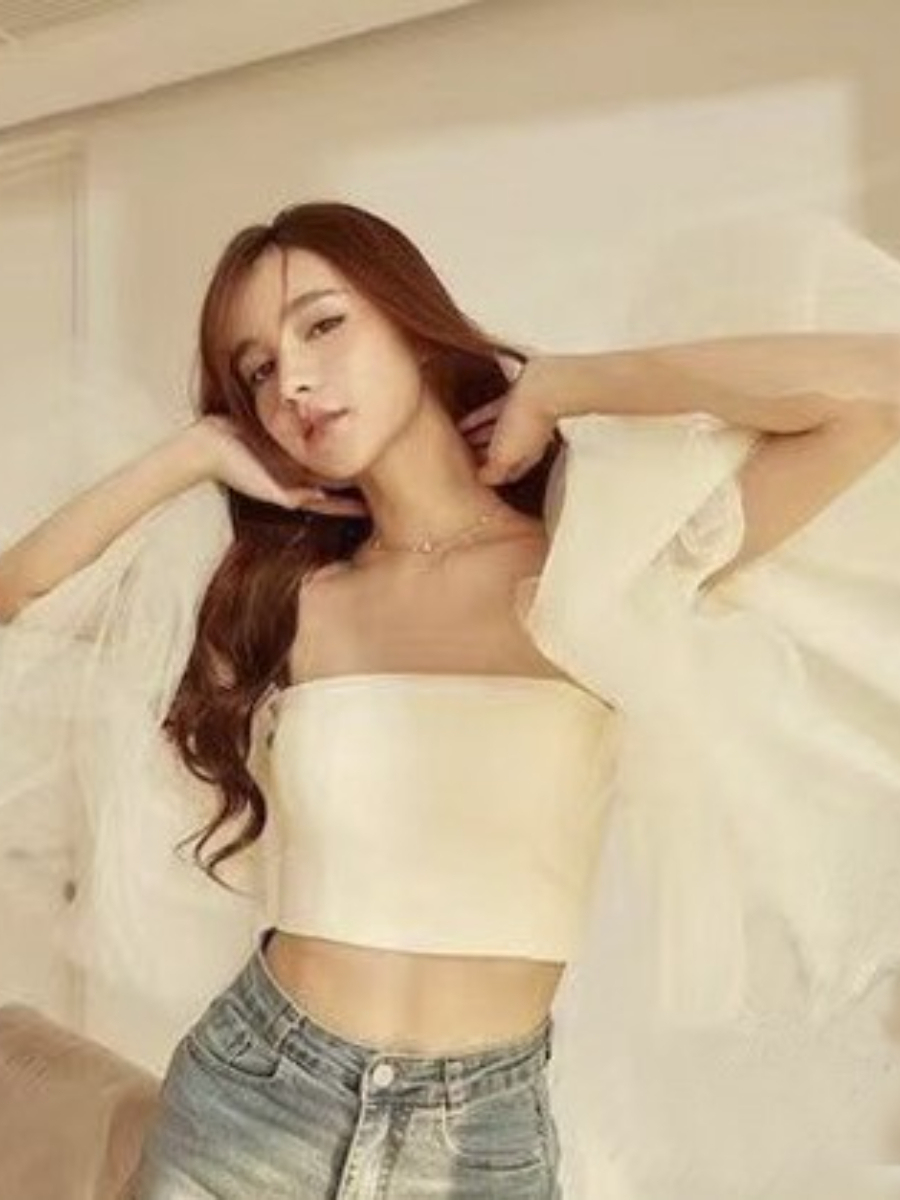 Tinsley Layered Mesh Sleeve Bustier Top-The Black Bow-