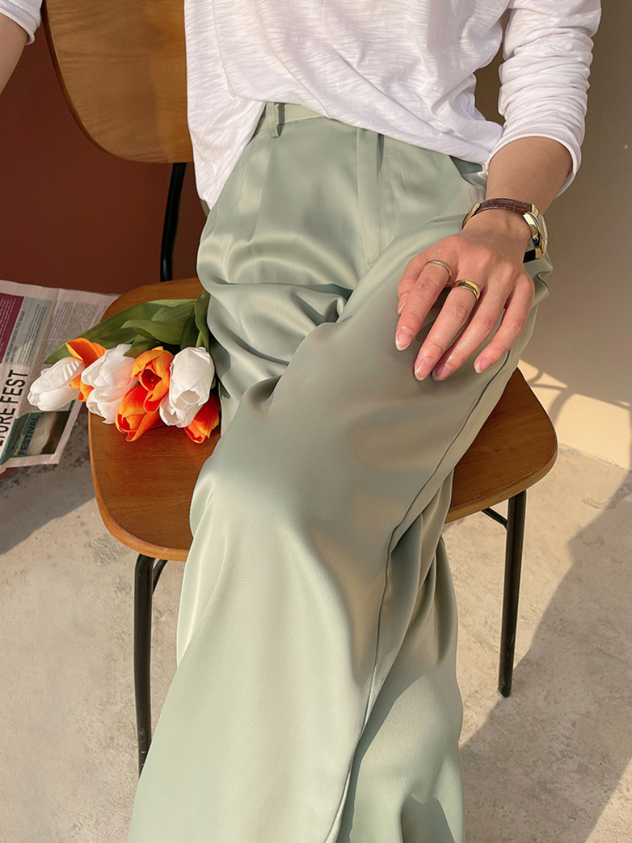 Lennie Silky Straight Cut Pants-The Black Bow-