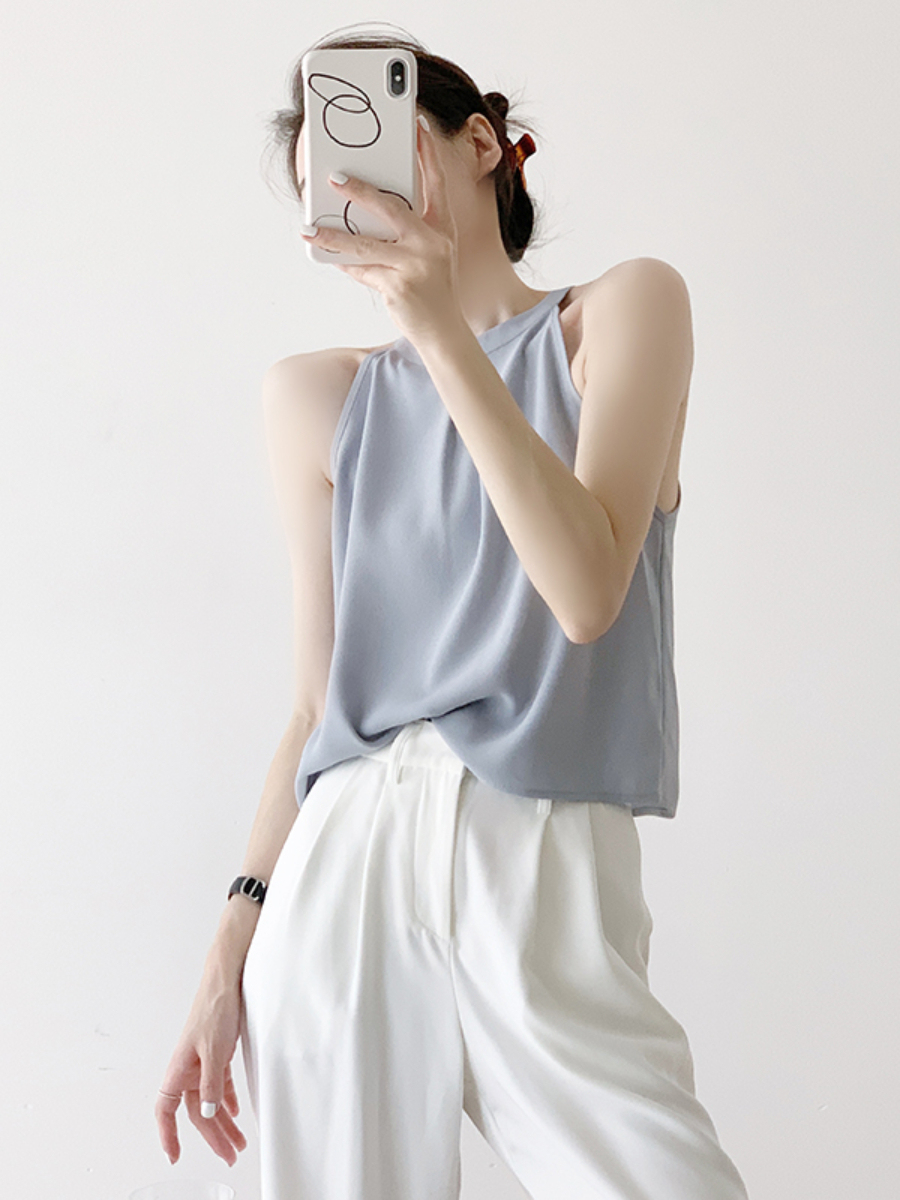 Jeanly Halter Neck Chiffon Top-The Black Bow-