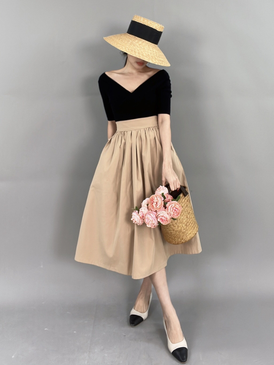 Farren High Waisted A-Line Skirt-The Black Bow-