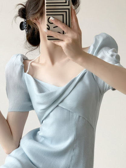 Bryony Front Twist A-Line Dress (Rejected-S size)-The Black Bow-
