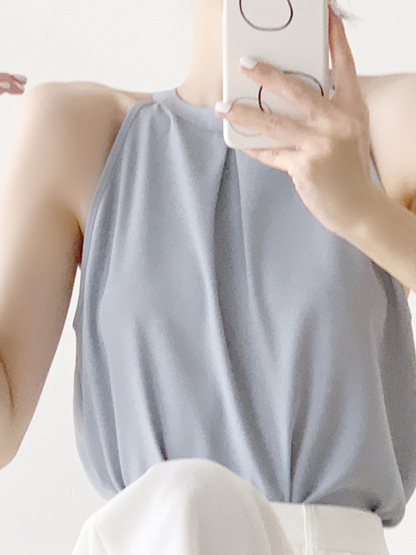 Jeanly Halter Neck Chiffon Top-The Black Bow-