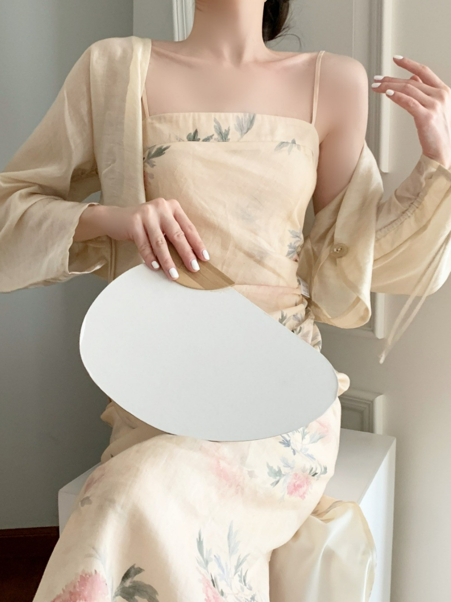 Lan Ruo Floral Print Oriental Cami Dress-The Black Bow-